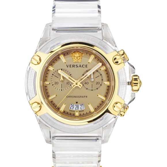 Versace Transparent Gold Mens Watch NEW